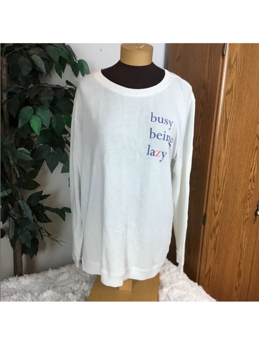 SO Busy Being Lazy long sleeve sleep tee Woman’s Juniors XXL lightweight